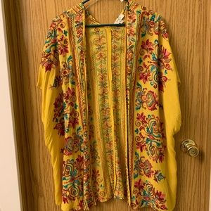 Mustard embroidered Kimono
